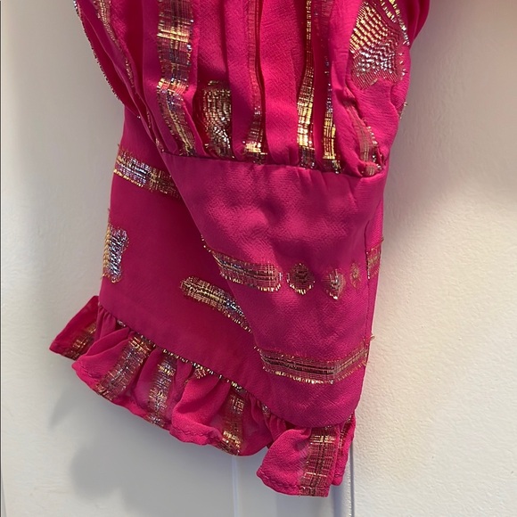 Love Shack Fancy- Blaze Top- Very Berry Pink and Gold Barbiecore - Picture 7 of 9